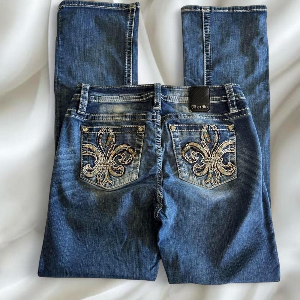 Y2K vintage Miss Me rhinestone low rise denim bootcut‎ jeans country boho grunge
